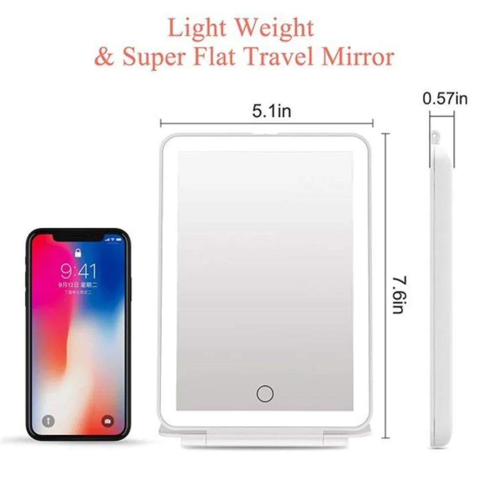 Rechargeable Travel Makeup Vanity Mirror Portable with 3 Color Lighting